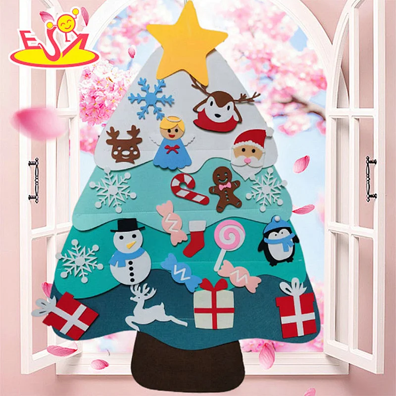 Eco-friendly Wall Hanging Decoration DIY Blue Felt Christmas Tree For Kids W10D697